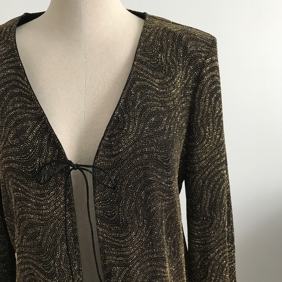 Emotion -Black with  Gold Sparkling open Cardigan /  Vest - Picture 2 of 9
